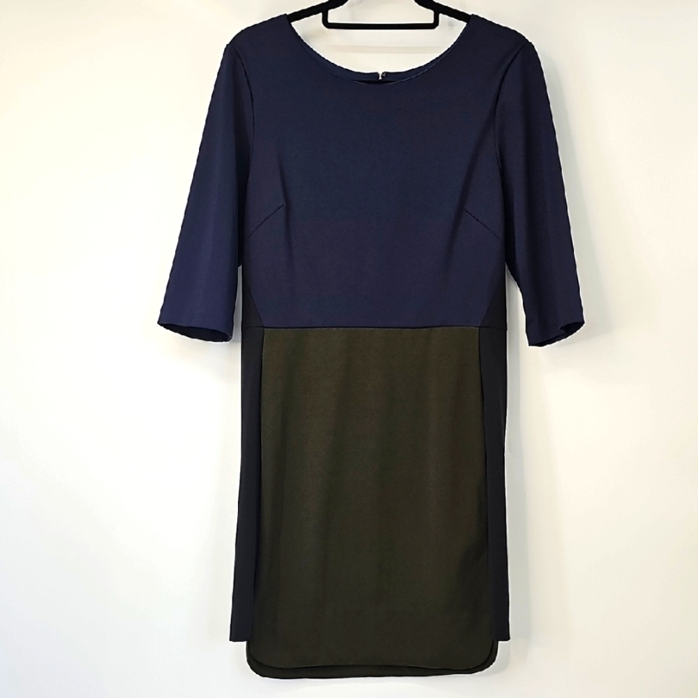 Hutch Color Block‎ Sheath Dress 3/4 Length Sleeves Unique Hemline Sz:10